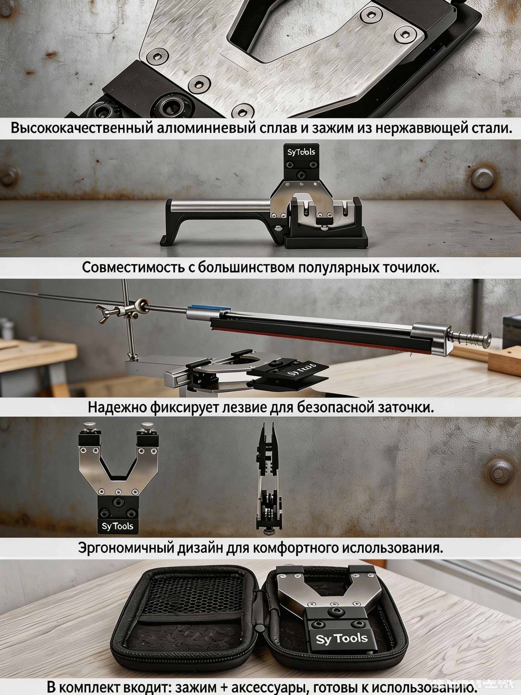 Универсальная Y-образная струбцина Y-01 — нержавеющая сталь 304 и алюминий 6061, для коротких/широких лезвий (30–300 мм) #5
