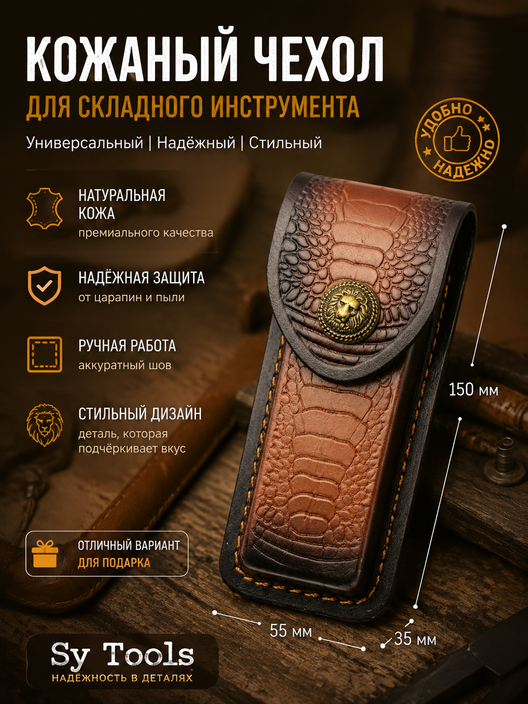Кожаный чехол для садового инструмента